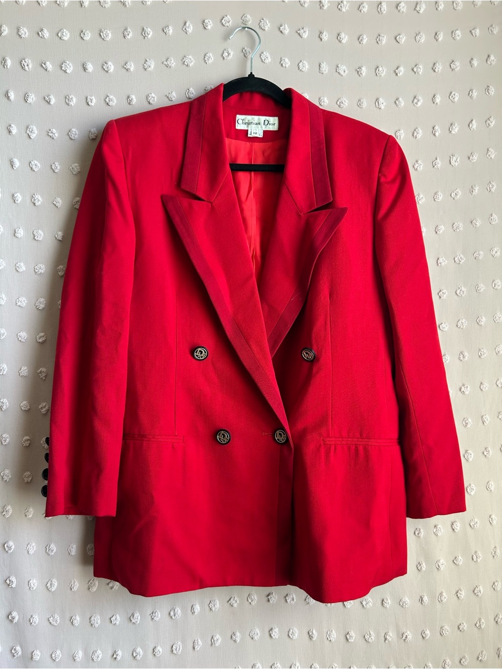 Christian Dior Women’s Vintage Double Breasted Wool Blazer Sz 12 Red